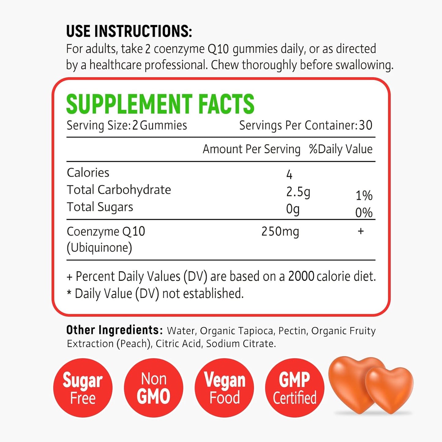 2 Pack Zetelixia CoQ10 Gummies - High Absorption Coenzyme Q10 for Energy and Antioxidant Support - 120 Peach Gummies