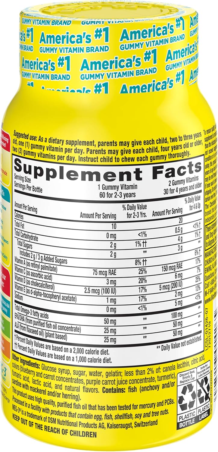 2 Packs Lil Critters Omega-3 DHA Lemonade Chewable Gummies, 60 Count Each