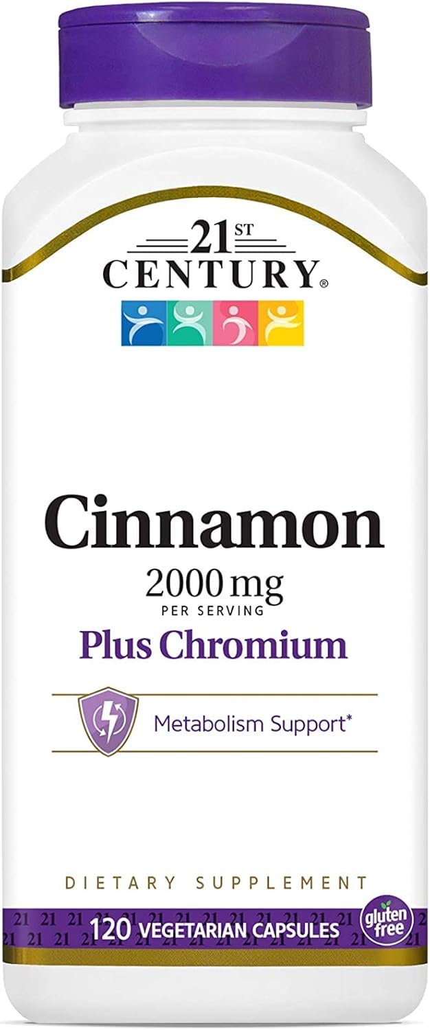2 Packs of 21st Century Cinnamon Plus Chromium Vegetarian Capsules - 120 Count per Pack