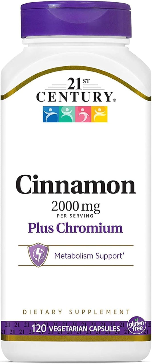2 Packs of 21st Century Cinnamon Plus Chromium Vegetarian Capsules - 120 Count per Pack