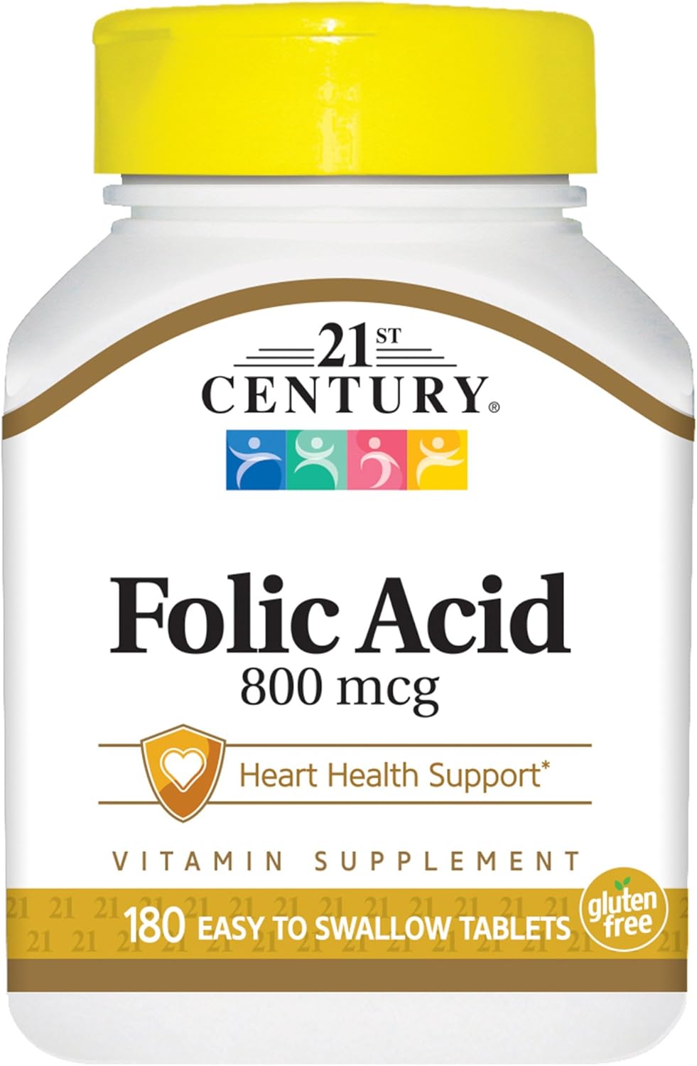 2 Packs of 21st Century Folic Acid 800 mcg Tablets, Total 360 Tablets