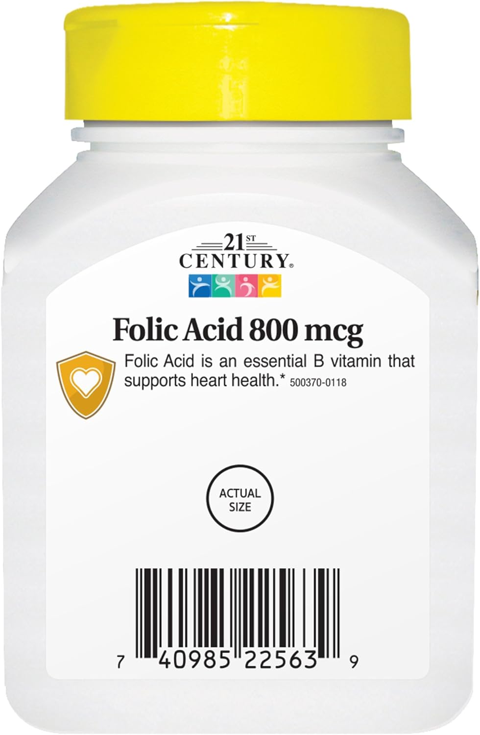 2 Packs of 21st Century Folic Acid 800 mcg Tablets, Total 360 Tablets