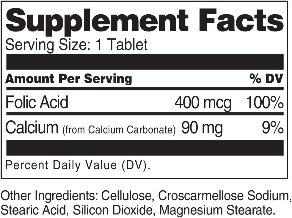 2 Packs of 250-Count 21st Century Folic Acid 400 mcg Tablets for Daily Supplementation