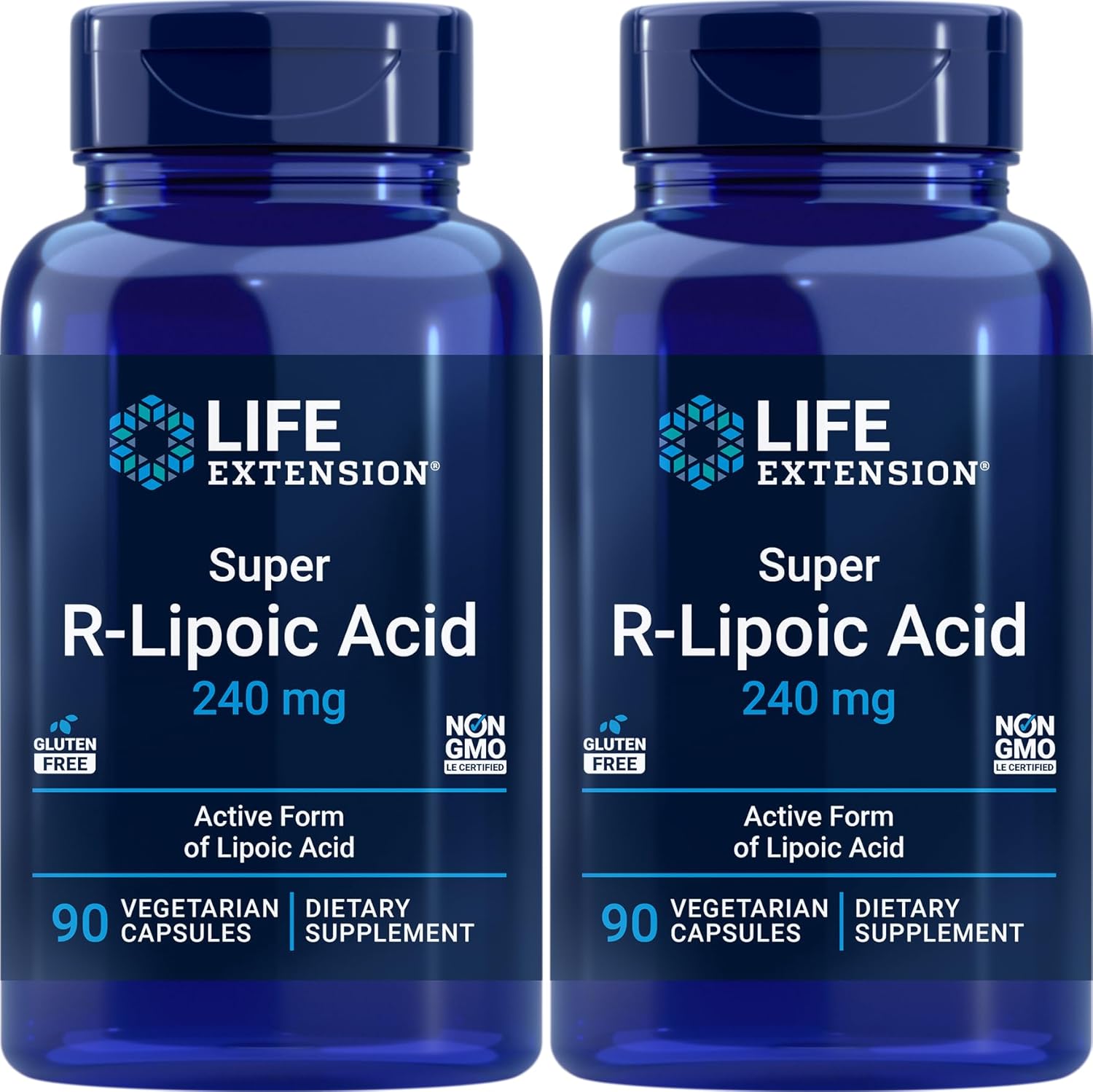 2 Packs of Life Extension Super R-Lipoic Acid 240mg, 90 Veg Capsules for Enhanced Longevity