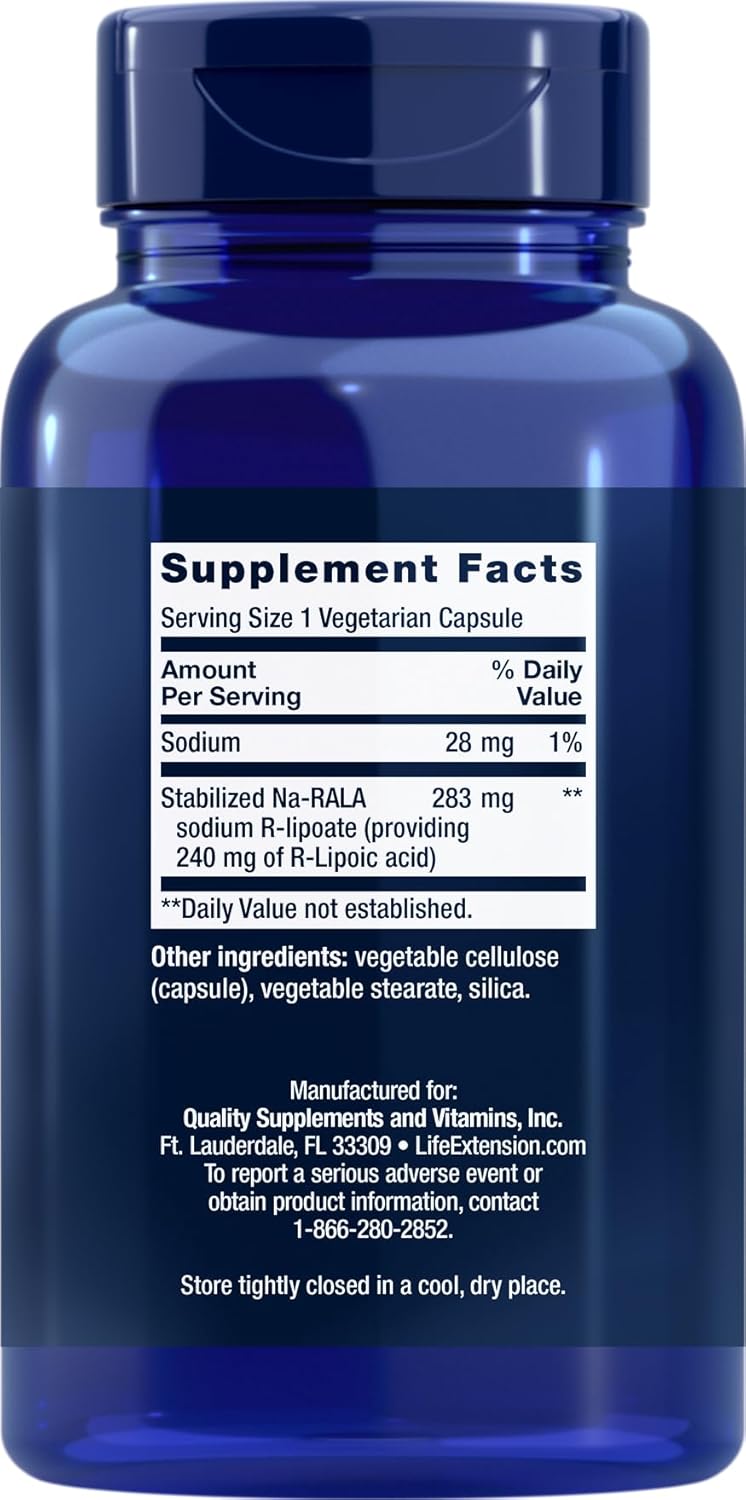 2 Packs of Life Extension Super R-Lipoic Acid 240mg, 90 Veg Capsules for Enhanced Longevity