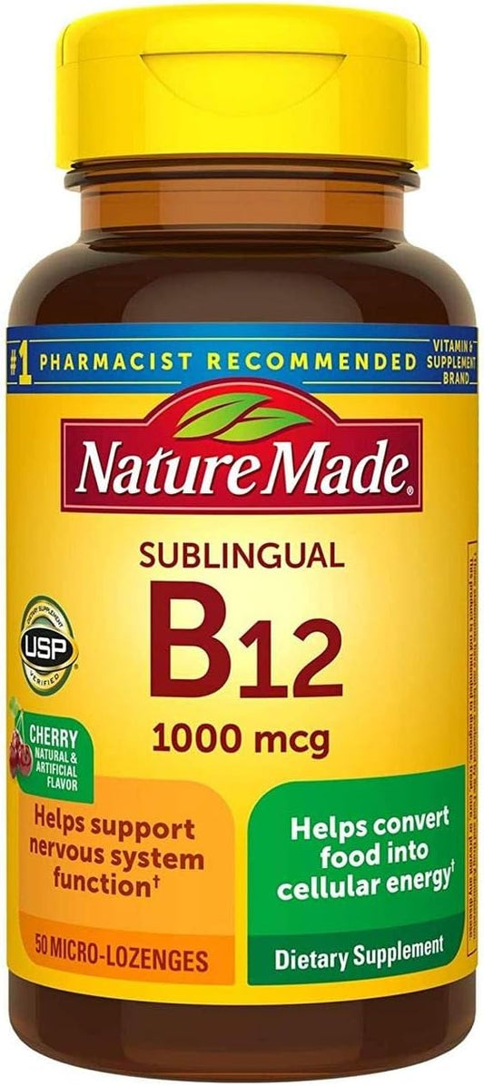 2 Packs of Nature Made B-12 1000 mcg Cherry Flavor Micro-Lozenges - 100 Total Lozenges
