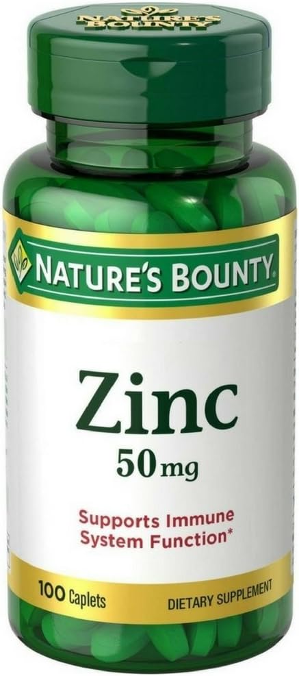 2 Packs of Nature's Bounty Chelated Zinc 50 mg Caplets - 100 Count each - BoostGo Australia