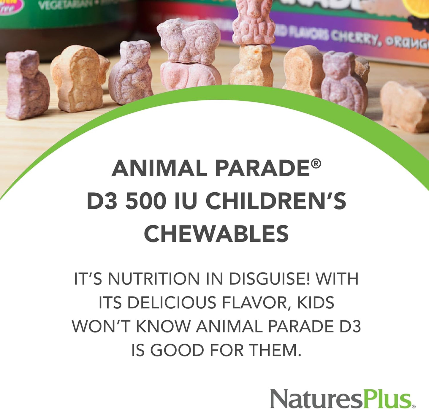 2 Packs of Natures Plus Animal Parade Vitamin D3 Children’s Chewables - Black Cherry Flavor - 90 Animal-Shaped Tablets per Pack - Gluten Free, Vegetarian, Hypoallergenic - 180 Total Servings
