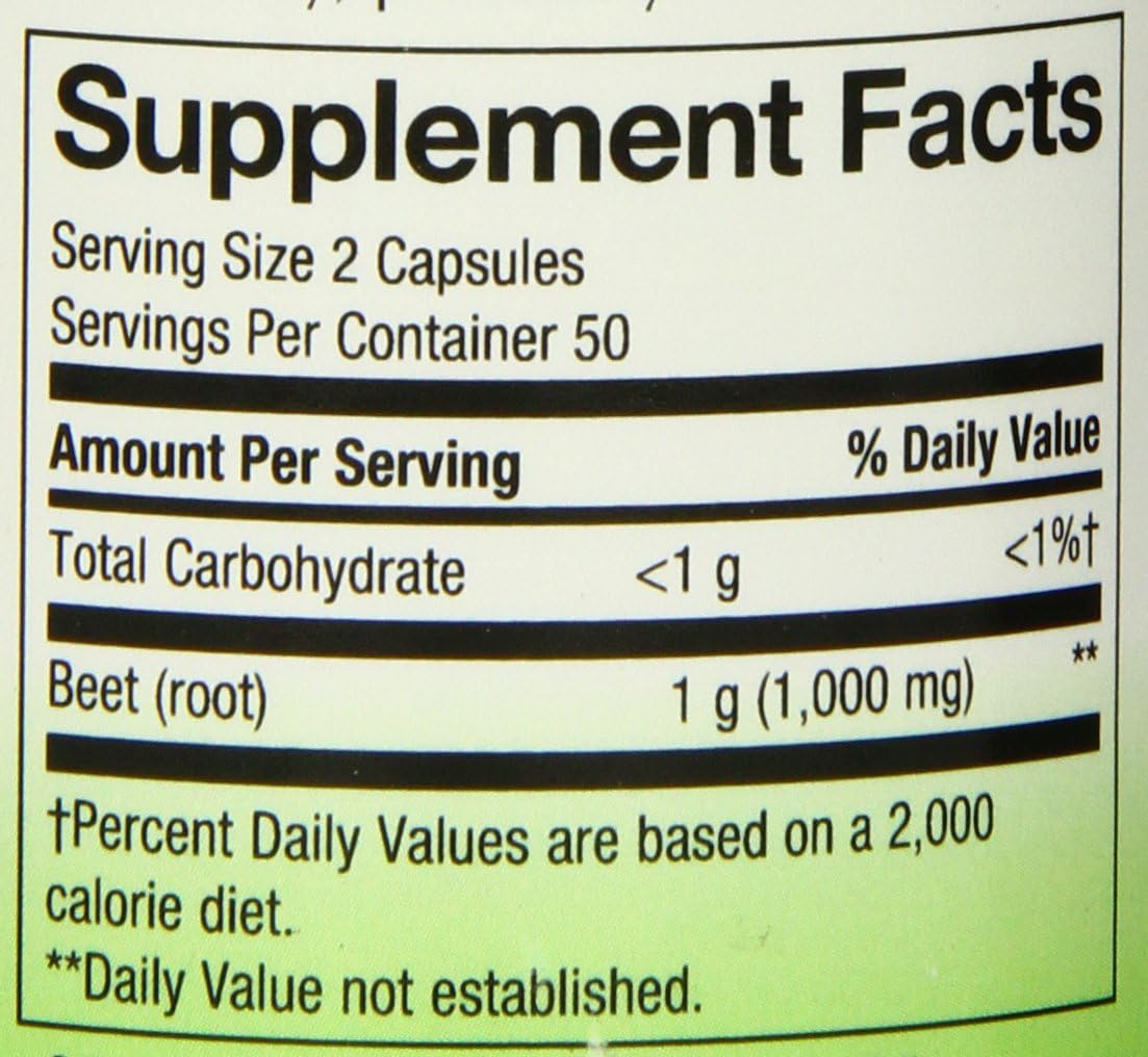 2 Packs of Nature's Way Beet Root 1,000mg, 100 Vegetarian Capsules per Pack