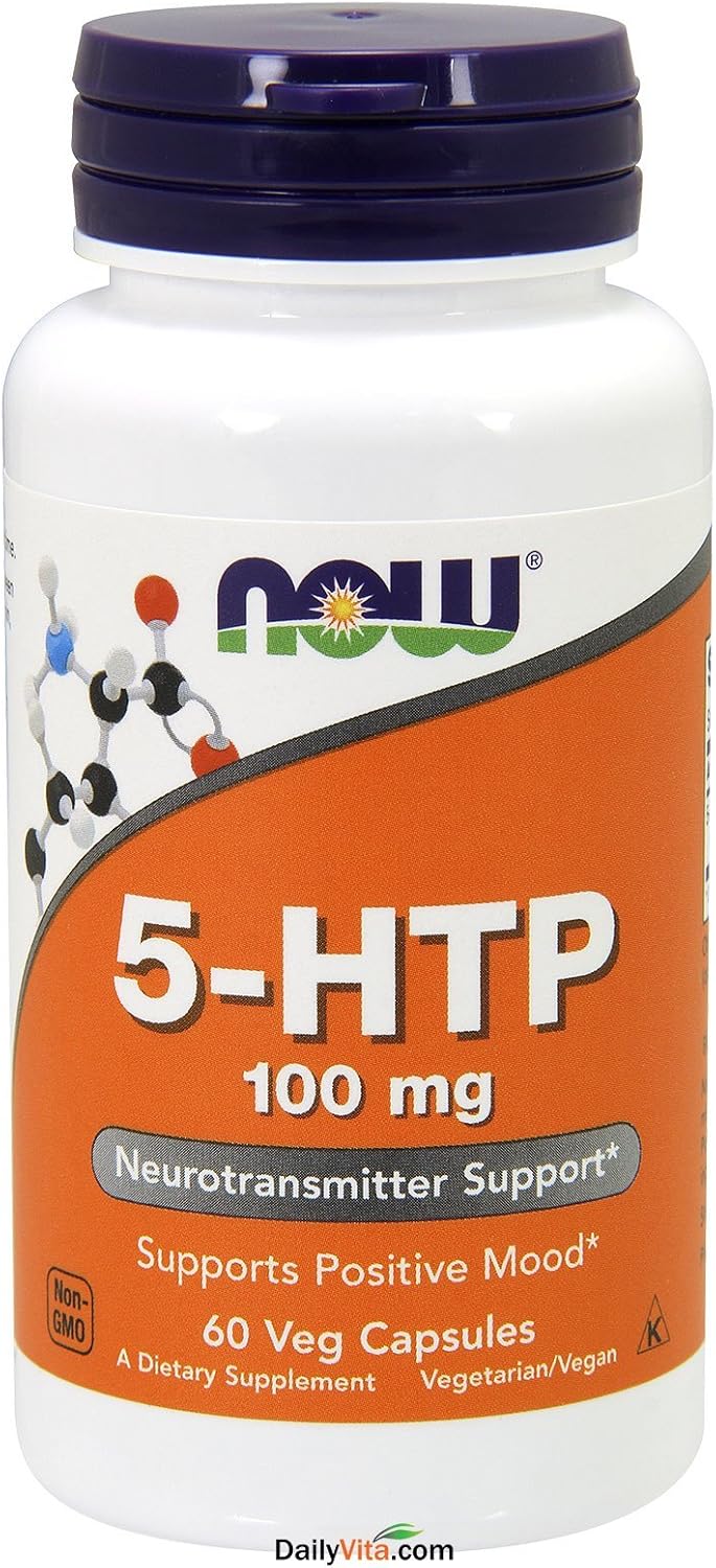 2 Packs of NOW Foods 5-HTP 100mg 60 VegiCaps - Natural Mood Support Supplement