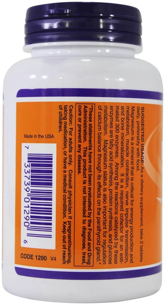 2 Packs of NOW Foods Magnesium Citrate 200mg 100 Tablets for Muscle Health and Relaxation
