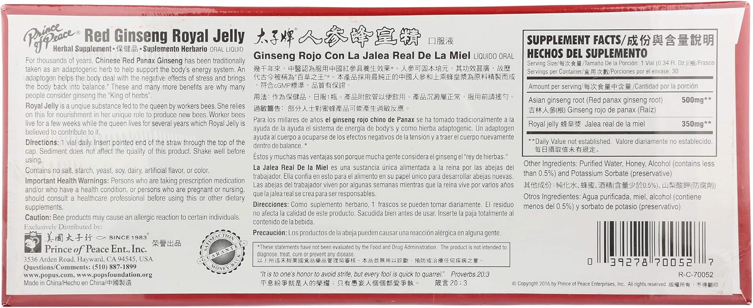 2 Packs of Prince Of Peace Red Ginseng Royal Jelly - 30 Count Each