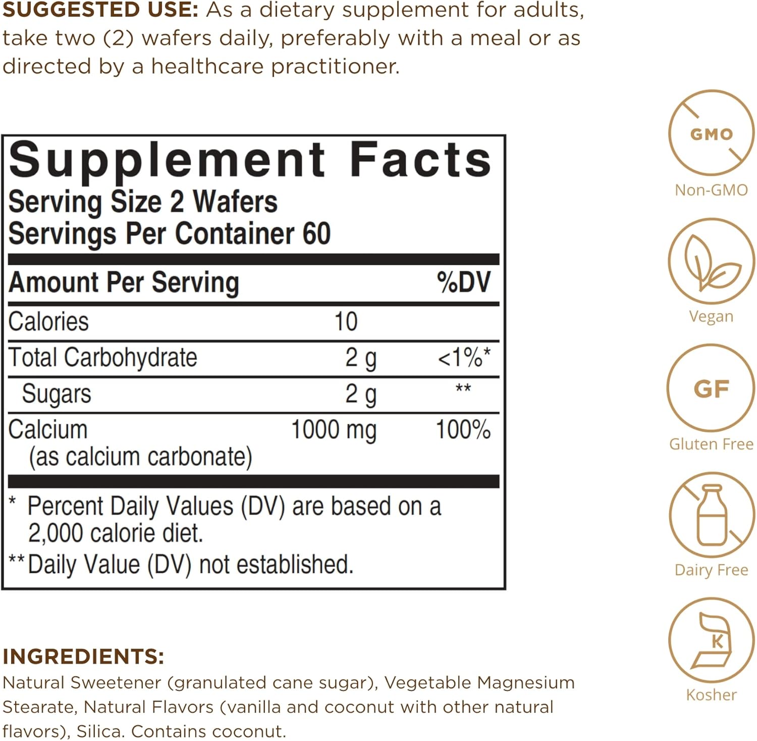 2 Packs of Solgar Chewable Calcium 500 mg - 120 Wafers Each - Supports Musculoskeletal Health - Non-GMO, Vegan, Gluten & Dairy Free - Kosher - 240 Total Servings