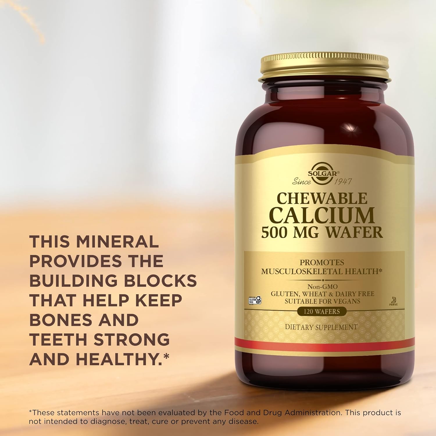 2 Packs of Solgar Chewable Calcium 500 mg - 120 Wafers Each - Supports Musculoskeletal Health - Non-GMO, Vegan, Gluten & Dairy Free - Kosher - 240 Total Servings