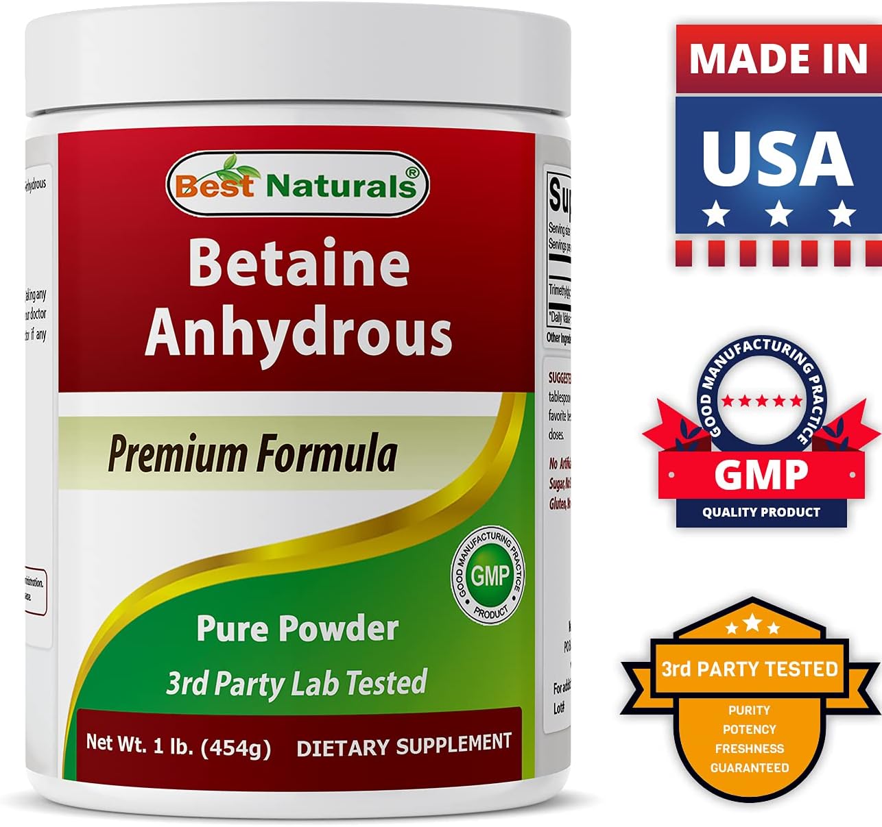 2 Pounds of Best Naturals Betaine Anhydrous Trimethylglycine (TMG) Pure Powder