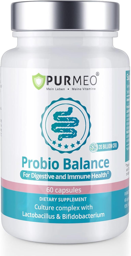 20 Billion Lab4 Probiotics for 8 Weeks Gut Health Support - Relief for IBS, Diarrhea & Bloating - Lactobacillus Acidophilus & Bifidobacteria - 60 Day Supply
