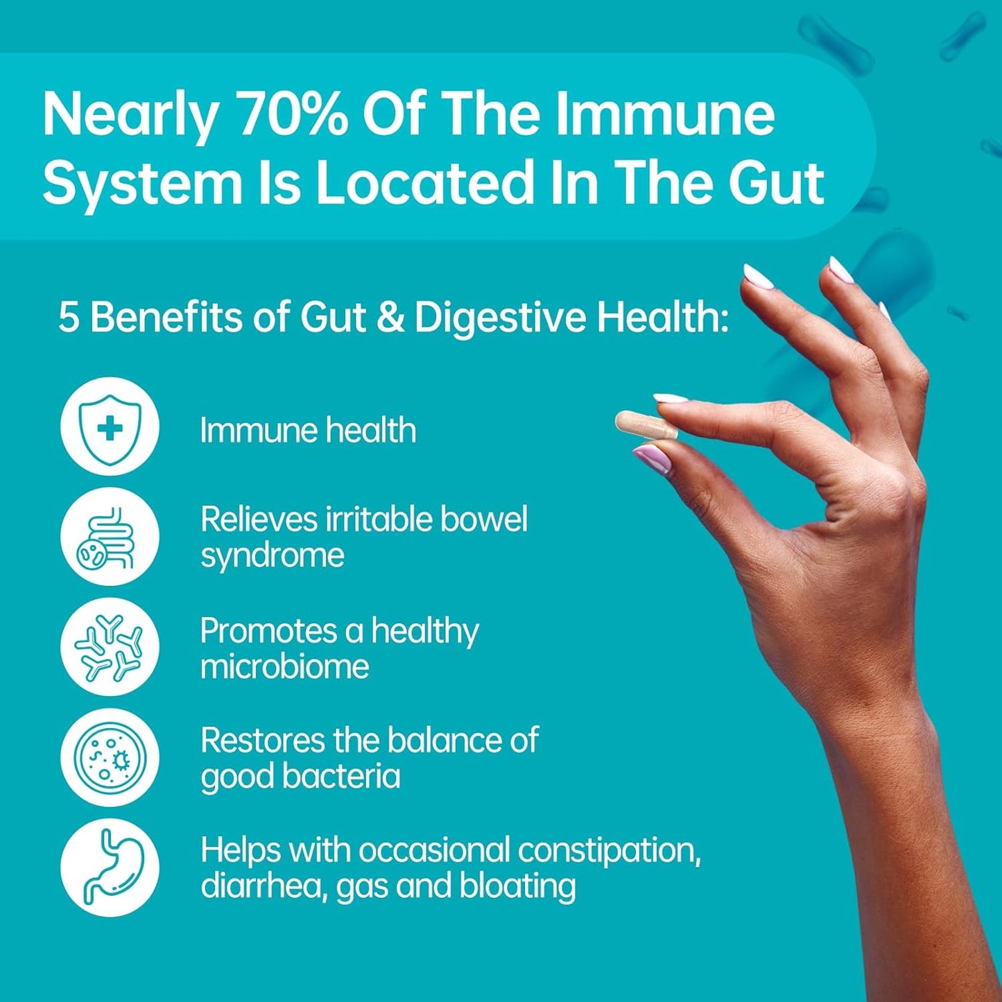 20 Billion Lab4 Probiotics for 8 Weeks Gut Health Support - Relief for IBS, Diarrhea & Bloating - Lactobacillus Acidophilus & Bifidobacteria - 60 Day Supply