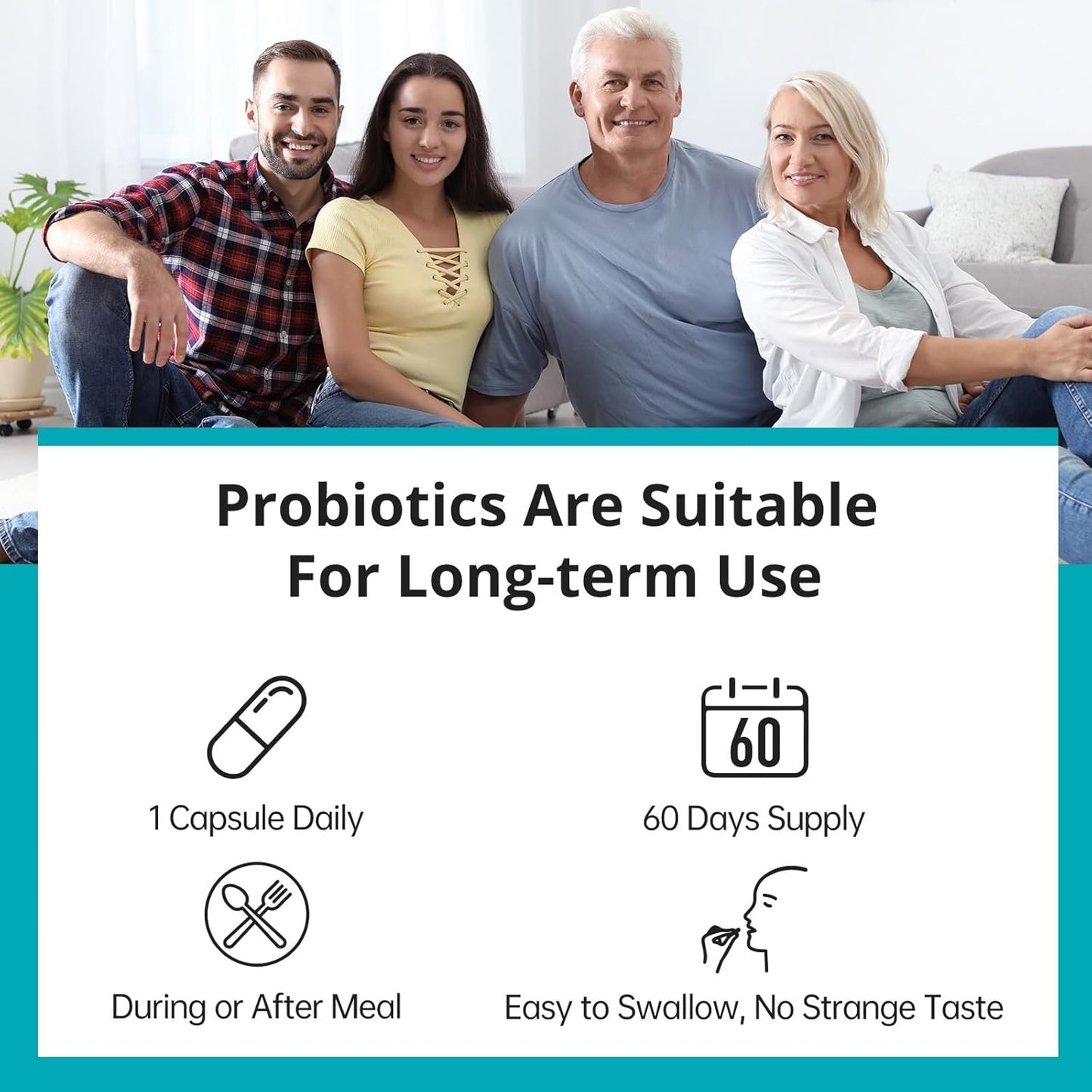20 Billion Lab4 Probiotics for 8 Weeks Gut Health Support - Relief for IBS, Diarrhea & Bloating - Lactobacillus Acidophilus & Bifidobacteria - 60 Day Supply