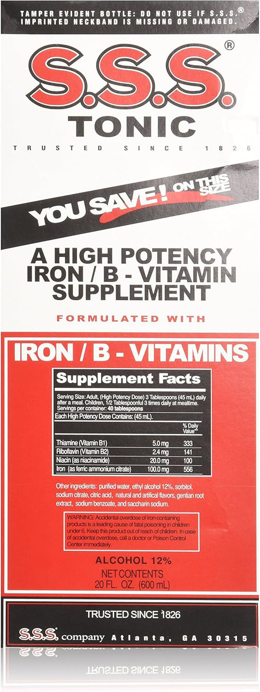20 OZ S.S.S. CO. SSS Tonic Liquid Supplement - Boost Energy and Immunity