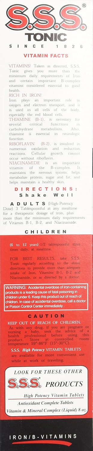 20 OZ S.S.S. CO. SSS Tonic Liquid Supplement - Boost Energy and Immunity