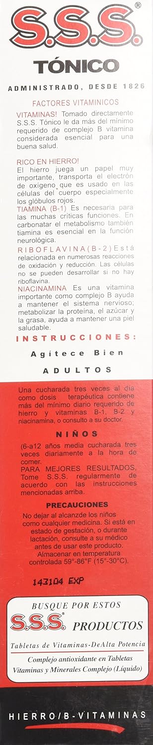 20 OZ S.S.S. CO. SSS Tonic Liquid Supplement - Boost Energy and Immunity