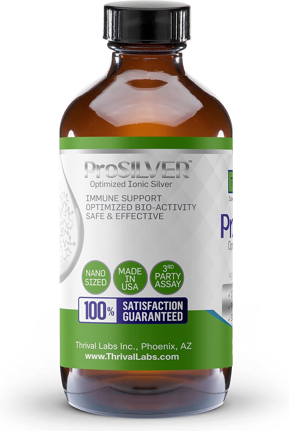 20 PPM ProSILVER Ionic Colloidal Silver Liquid for Immune Support - 8oz Dark Glass Bottle with Dropper - Thrival Labs