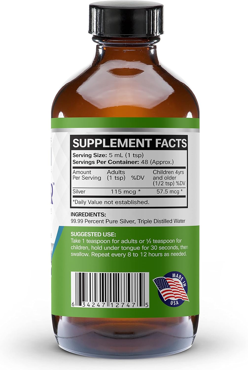 20 PPM ProSILVER Ionic Colloidal Silver Liquid for Immune Support - 8oz Dark Glass Bottle with Dropper - Thrival Labs