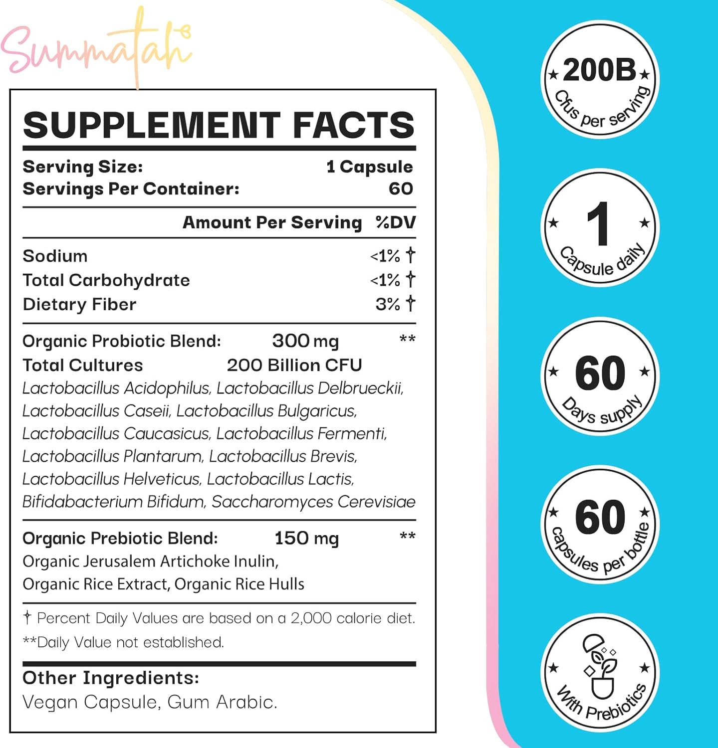 200 Billion CFU Probiotics with Prebiotic - Probiotics for Women and Men, 12 Strains for Immune Digestive Health, Shelf Stable - 240 Day Supply