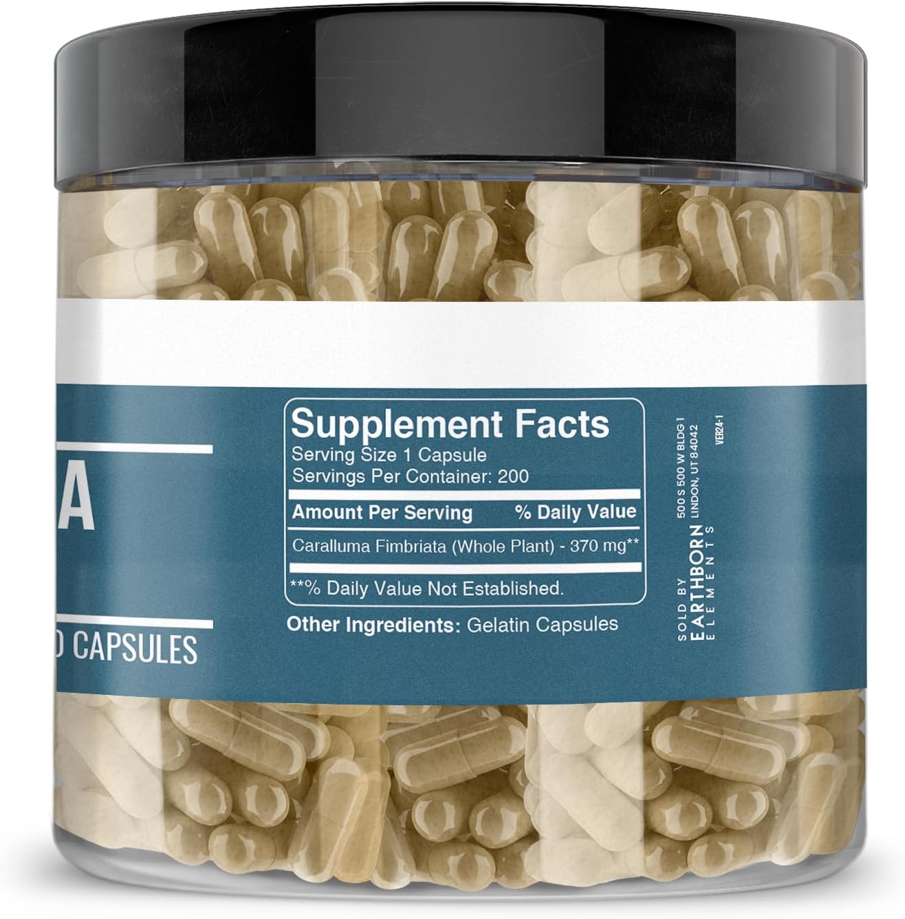 200 Capsules of Earthborn Elements Pure & Undiluted Caralluma Fimbriata Supplement without Additives