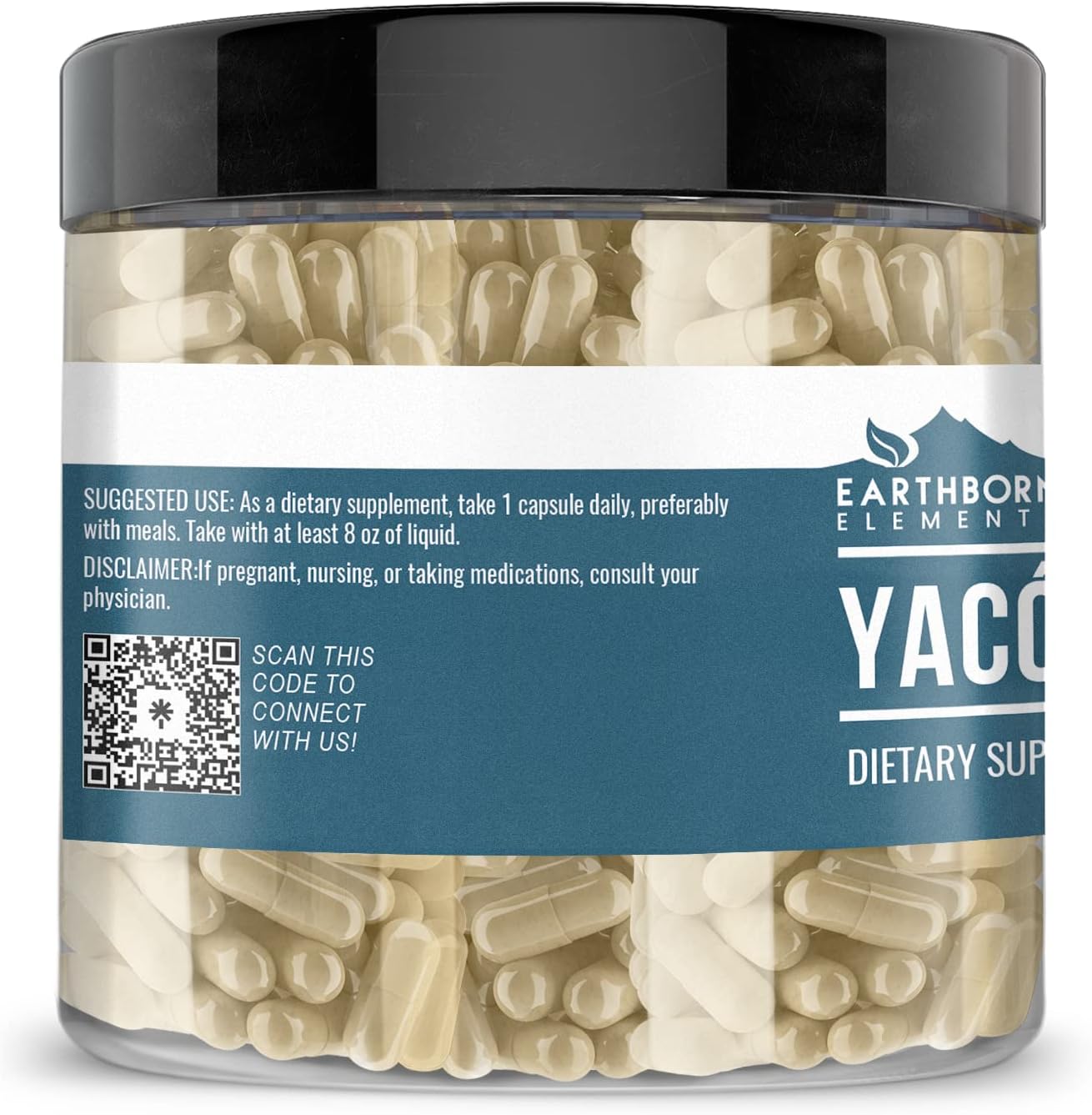 200 Capsules of Earthborn Elements Pure Yacon Root - No Additives, 100% Undiluted