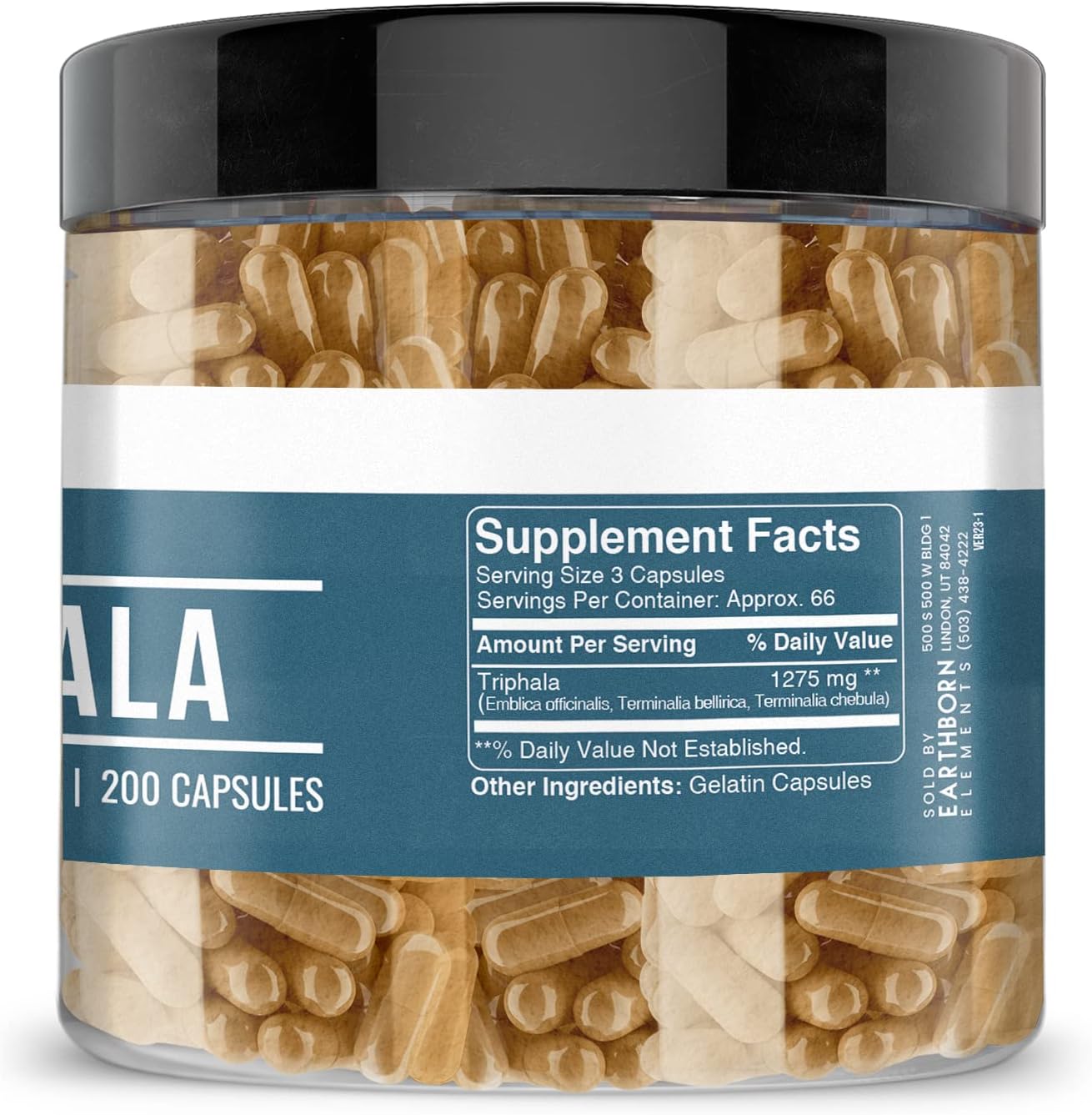 200 Capsules of Earthborn Elements Triphala: Pure, Undiluted, Additive-Free