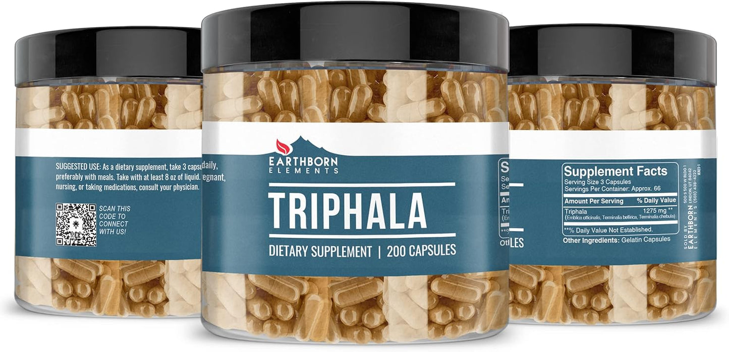 200 Capsules of Earthborn Elements Triphala: Pure, Undiluted, Additive-Free