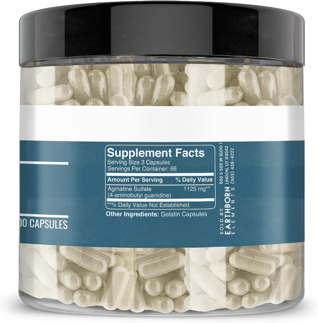 200 Capsules of Pure Agmatine Sulfate from Earthborn Elements, Additive-Free - BoostGo Australia