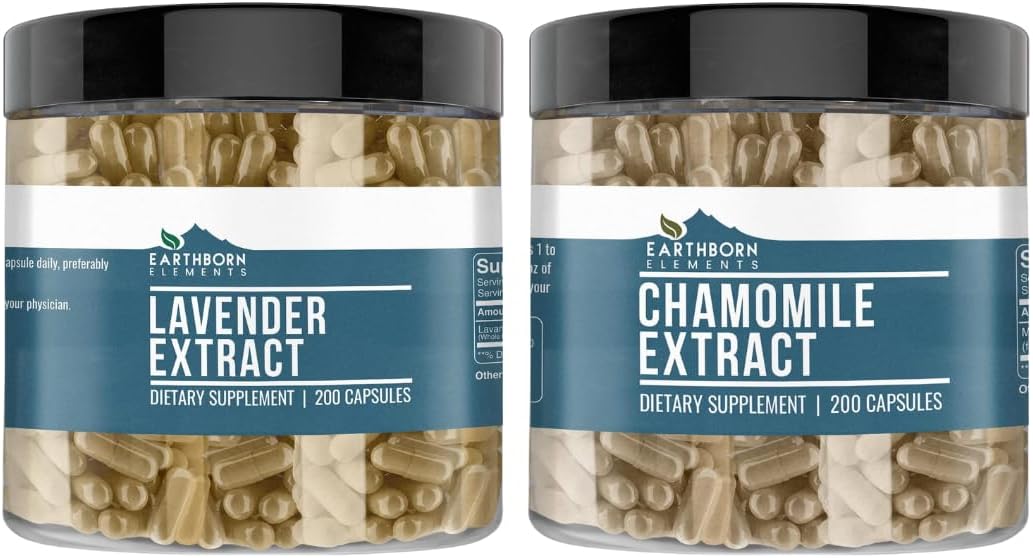 200 Capsules of Pure Chamomile and Lavender Extract Bundle, Undiluted & Additive-Free