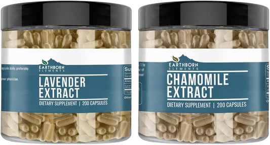 200 Capsules of Pure Chamomile and Lavender Extract Bundle, Undiluted & Additive-Free