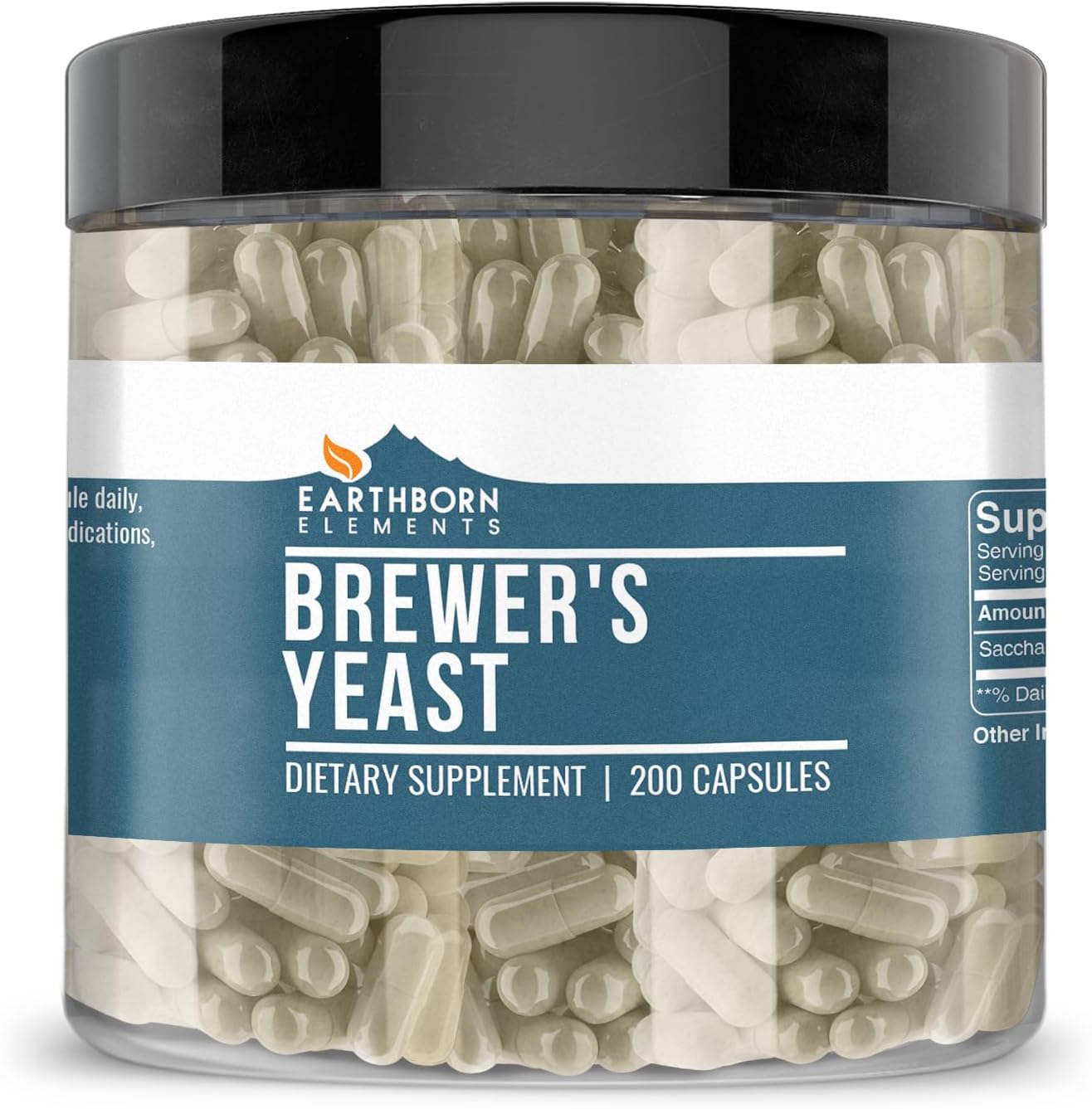 200 Capsules of Pure & Undiluted Brewer's Yeast by Earthborn Elements - No Additives