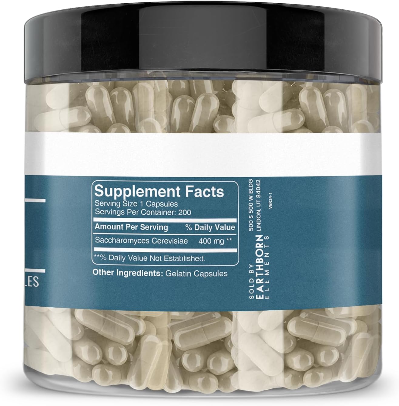 200 Capsules of Pure & Undiluted Brewer's Yeast by Earthborn Elements - No Additives