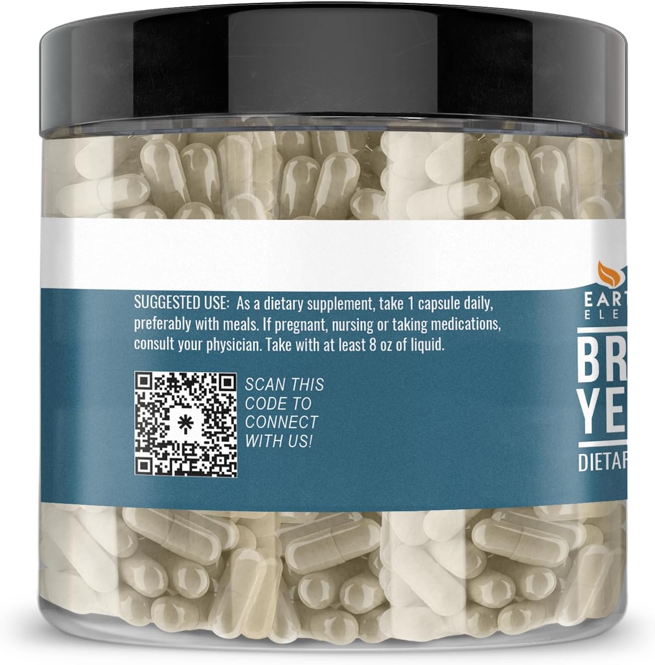 200 Capsules of Pure & Undiluted Brewer's Yeast by Earthborn Elements - No Additives
