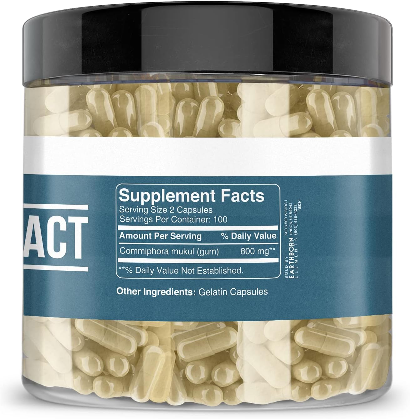 200 Capsules of Pure & Undiluted Guggul Extract by Earthborn Elements - No Additives