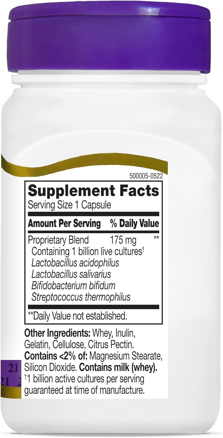 200 Count 21st Century Acidophilus Capsules (2 Packs) - Probiotics for Gut Health and Digestive Support