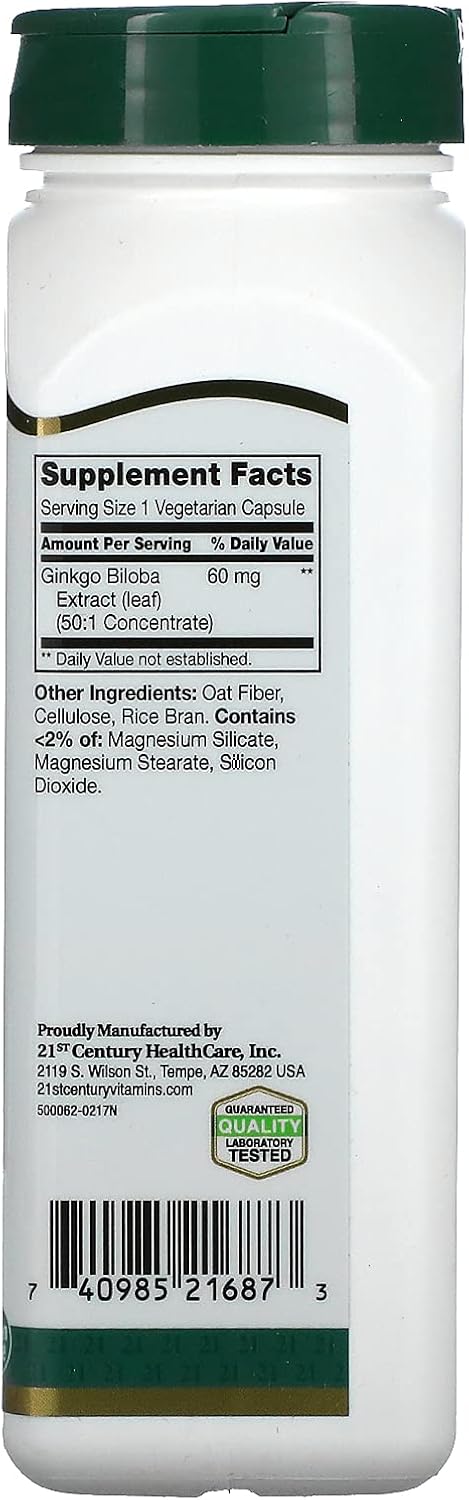 200-Count Ginkgo Biloba Extract Veg-Capsules for Enhanced Cognitive Support in the Modern Era