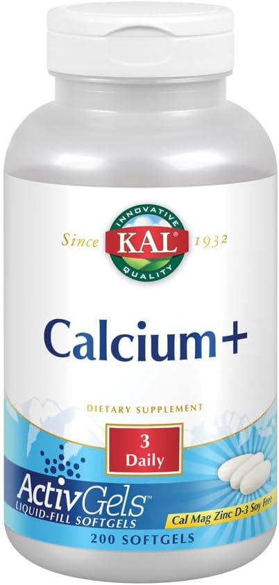 200 Count KAL Calcium Plus Tablets with 1000 mg - High Quality Calcium Supplement