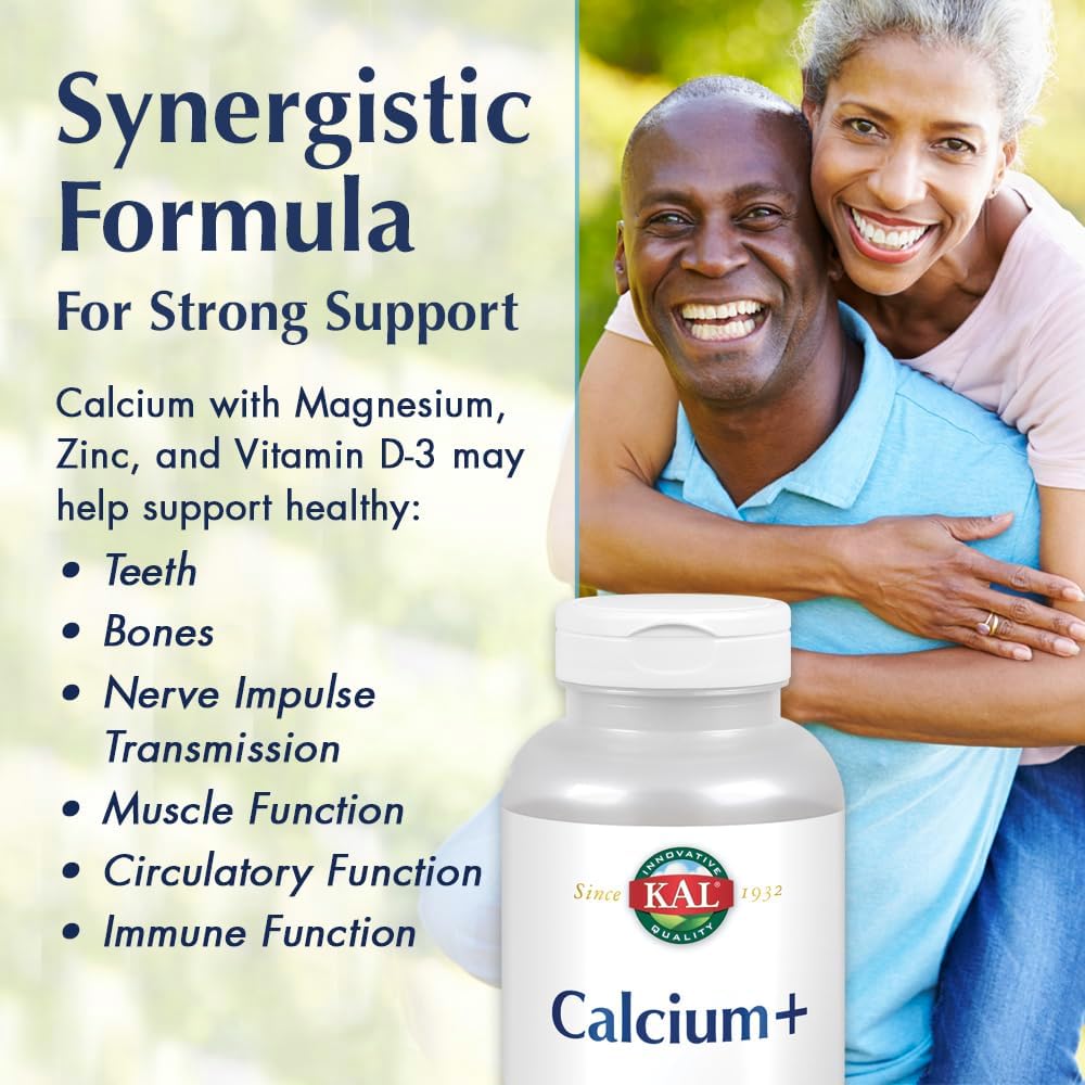 200 Count KAL Calcium Plus Tablets with 1000 mg - High Quality Calcium Supplement