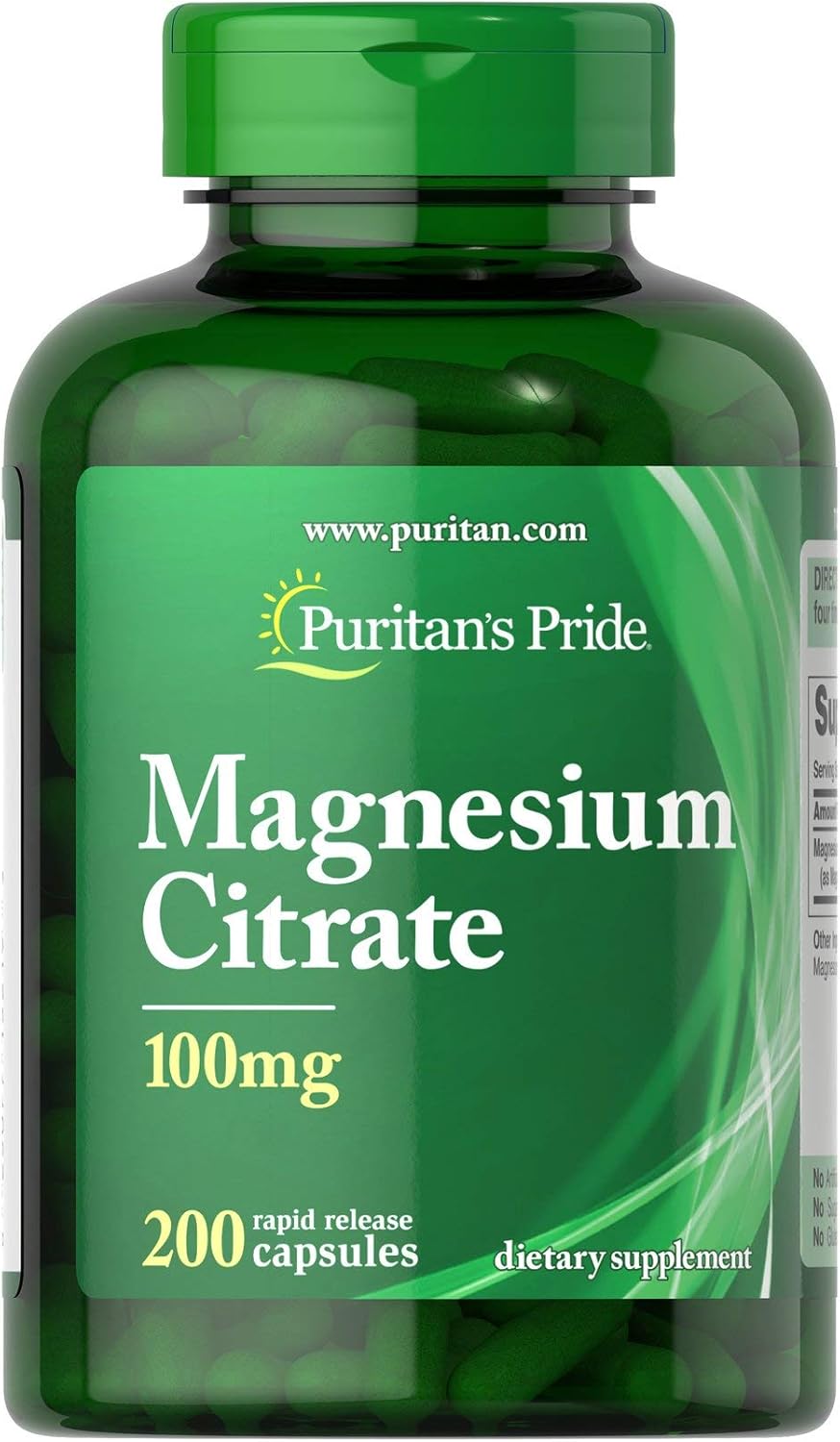 200 Count Puritan's Pride Magnesium Citrate 100 mg for Calm and Relaxed Mood Support - BoostGo Australia