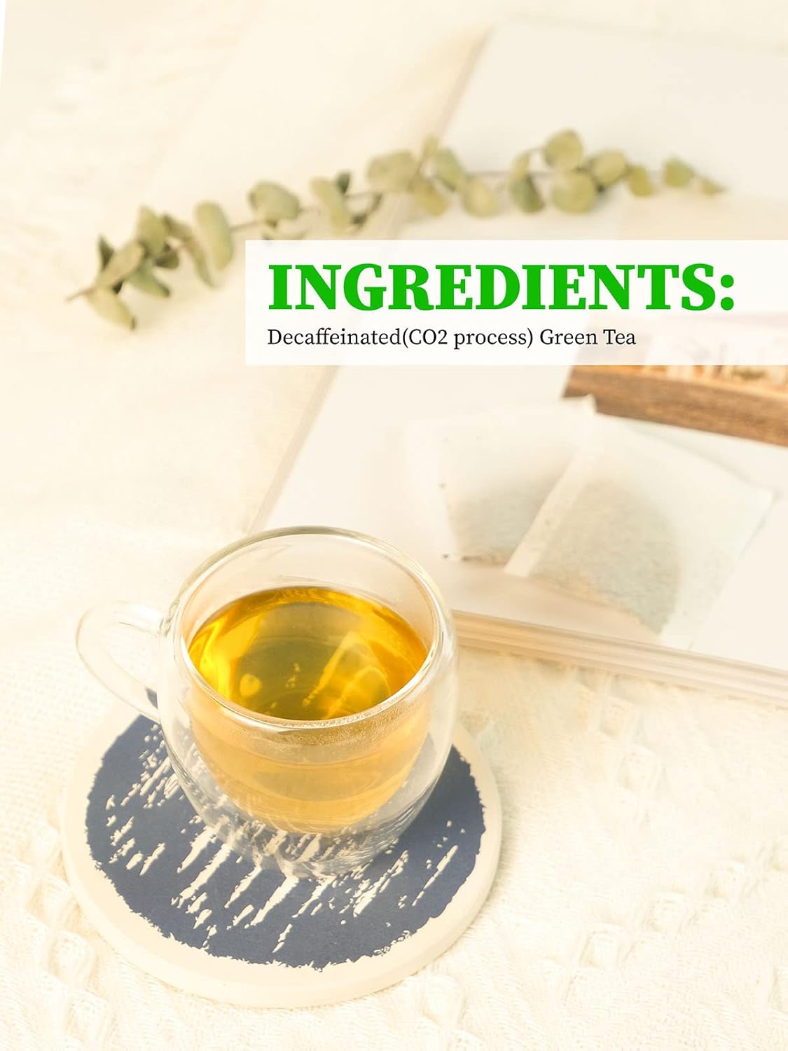 200 Count TeeLux Decaf Green Tea Bags - Pure Decaffeinated Green Tea for Hot & Iced Tea - High Antioxidant Content