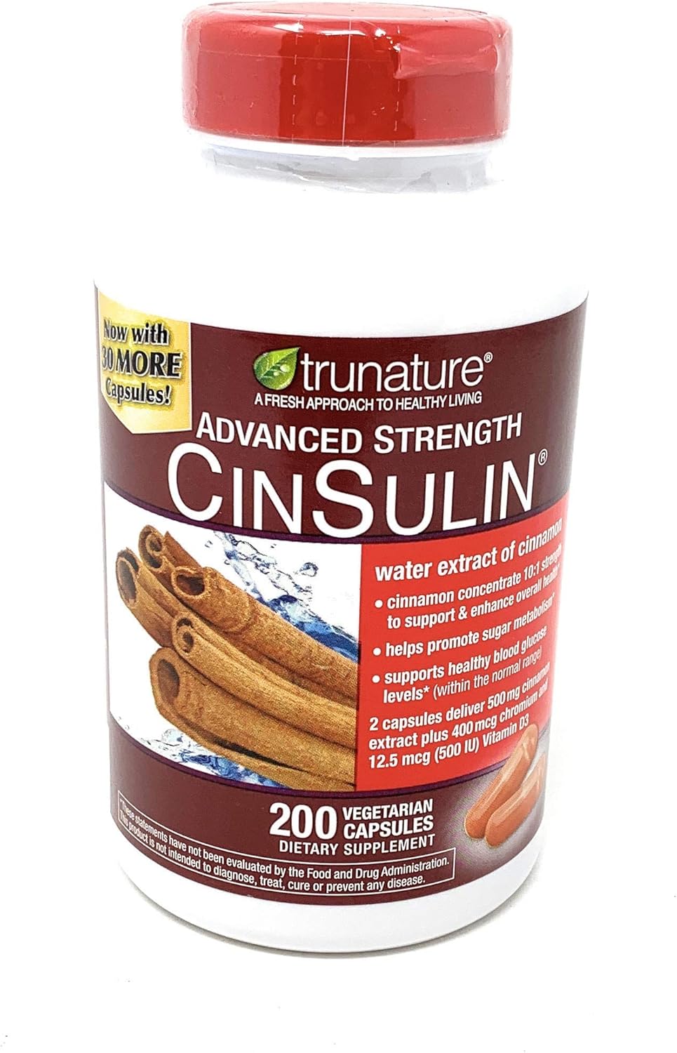 200 Count TruNature Advanced Strength Cinsulin with Cranberry Supplement
