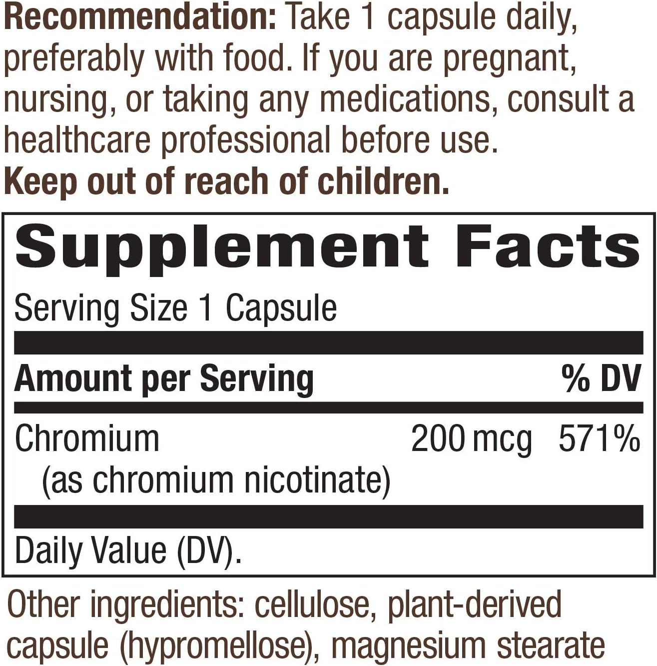 200 mcg Nature's Way GTF Chromium Supplement for Blood Sugar Support