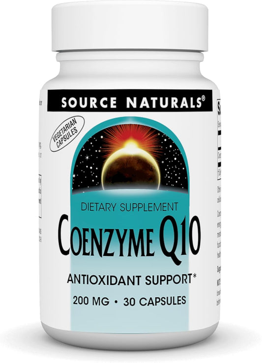 200 mg Source Naturals Coenzyme Q10 Capsules for Energy, Heart Function, Antioxidant Protection, Healthy Gums - 30 Vegetarian Capsules