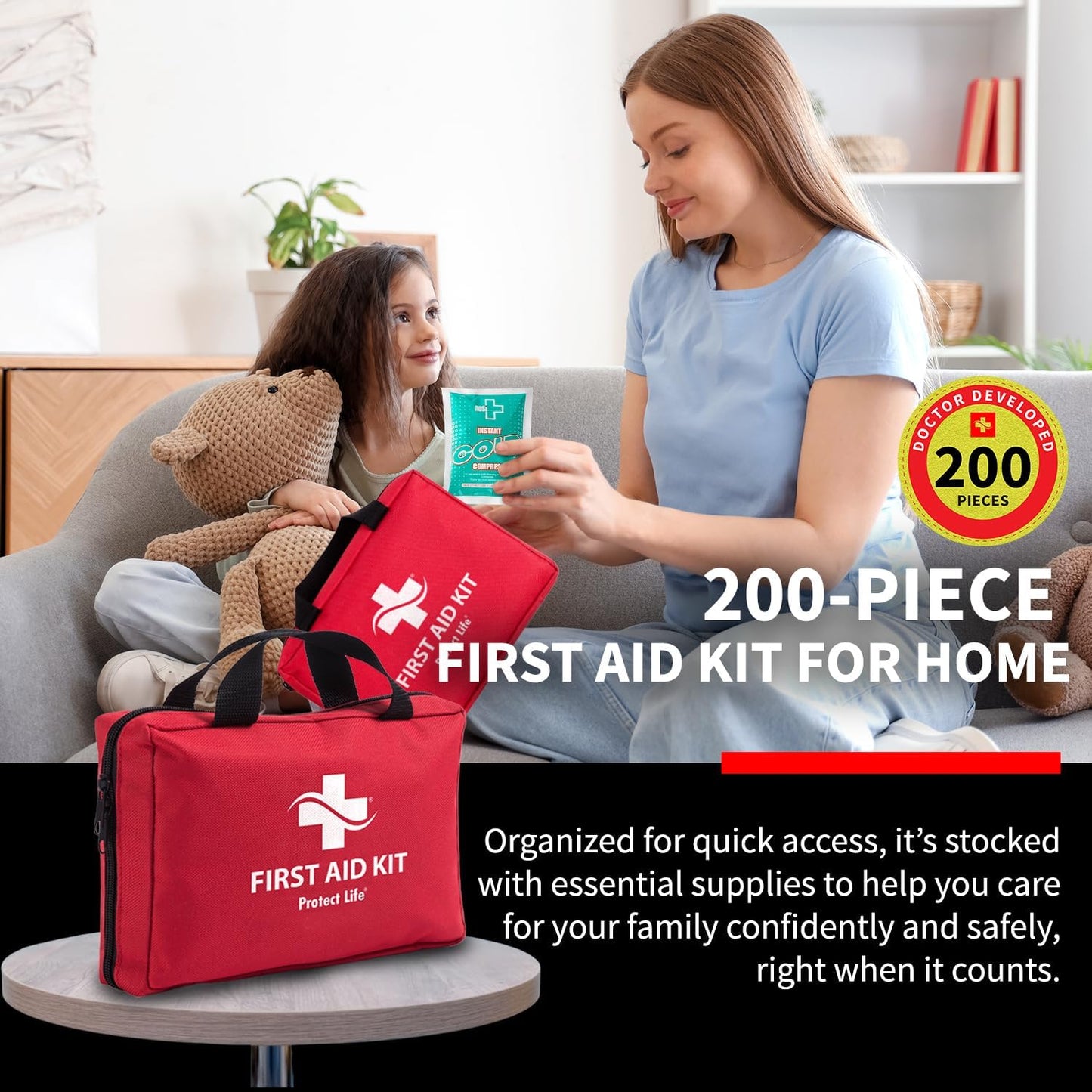200 Piece Business First Aid Kit for Office, School & Commercial Use - Emergency Medical Supplies