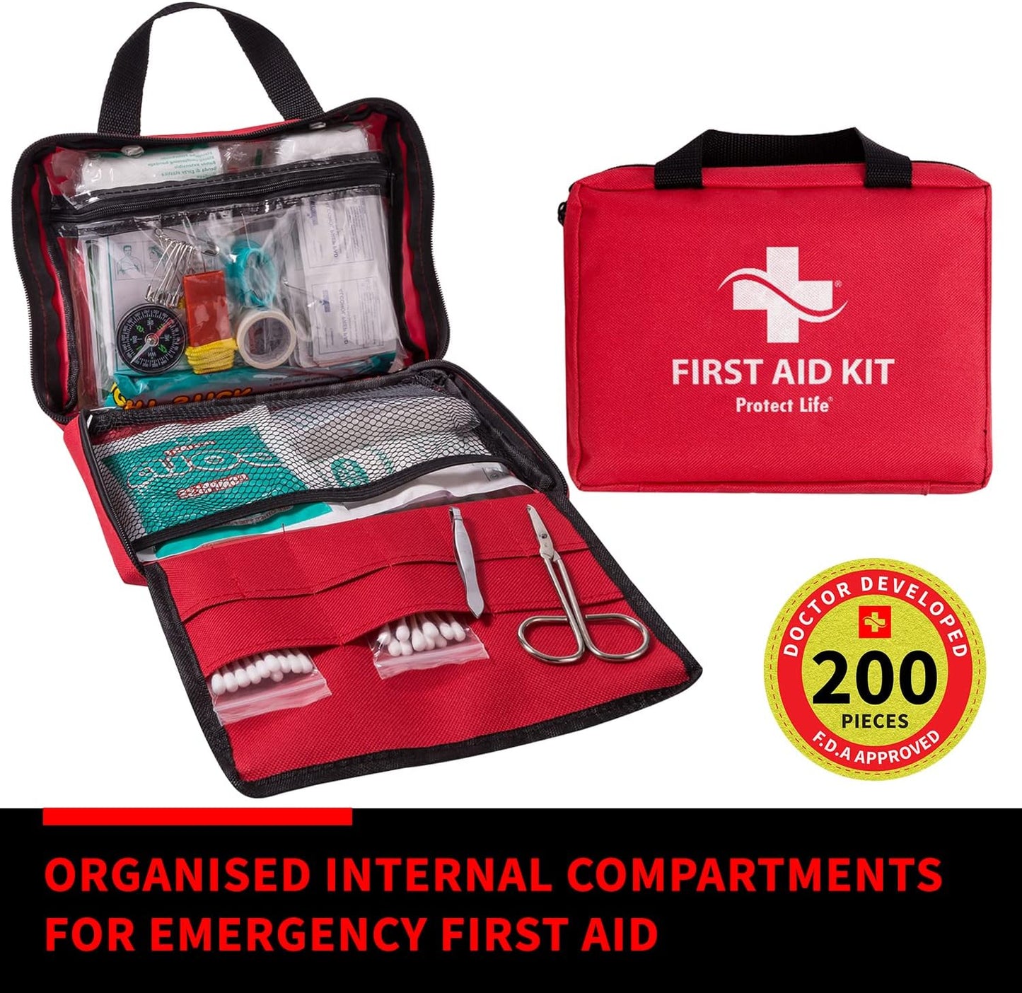 200 Piece Business First Aid Kit for Office, School & Commercial Use - Emergency Medical Supplies